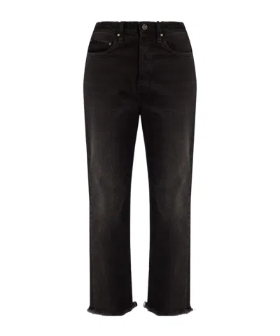 Totême Logo Embroidered Denim Trousers In Black