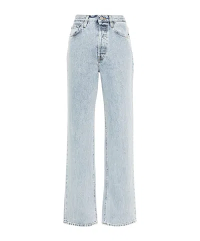 Totême Logo-patch Cotton Jeans In Green