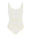 Totême Logo-print Scoop-neck Swimsuit In White