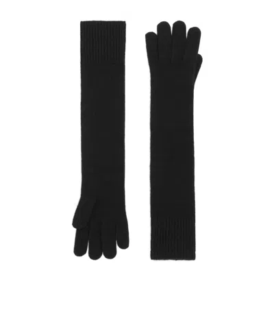 Totême Long Cashmere Wool Gloves In Black