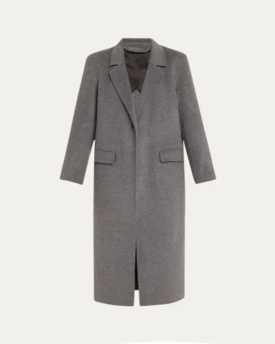 Totême Long Classic Wool Coat In Dark Grey