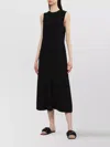 Totême Long Crew Neck Flared Hem Midi Dress