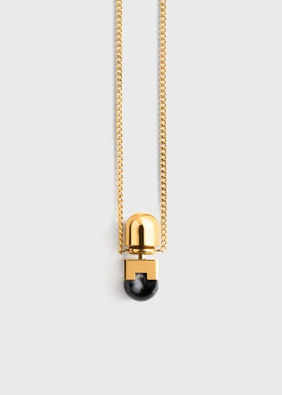 Totême Long Jasper Necklace Black/off White In Gold