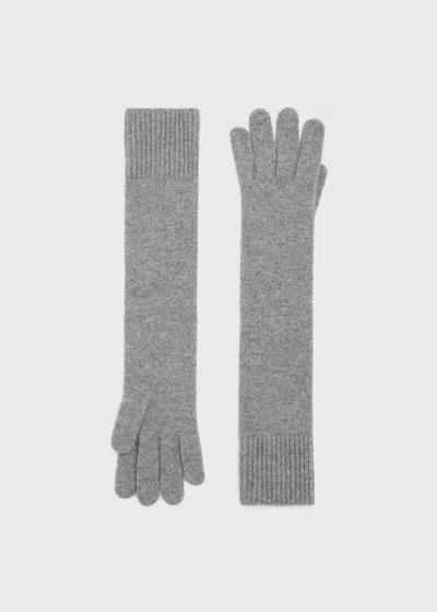 Totême Long Knit Gloves Grey Melange In Gray