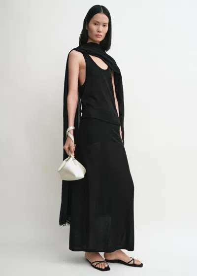Totême Long Knit Skirt High Waist Sheer In Black