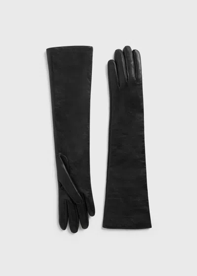 Totême Long Leather Gloves Black
