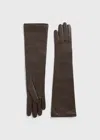 Totême Long Leather Gloves Brown In Brown