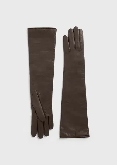 Totême Long Leather Gloves Brown