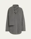 Totême Long Oversized Scarf Knit Wool Sweater In Dark Grey