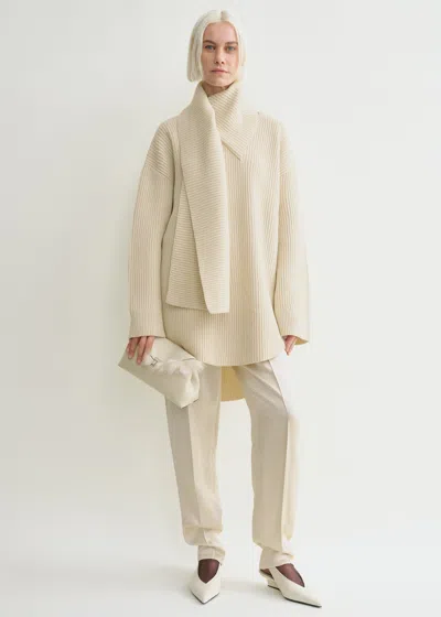 TOTÊME LONG SCARF KNIT OFF-WHITE