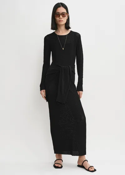Totême Long-sleeve Crochet Dress Black