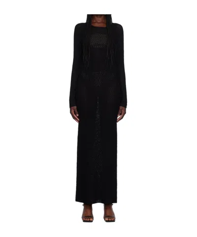 Totême Black Long-sleeve Maxi Dress In 001 Black