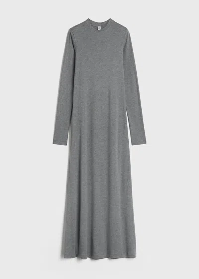 Totême Twist-detail Long-sleeve Midi Dress In Grey Melange
