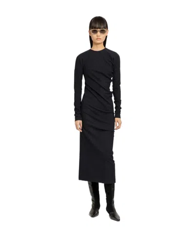 Totême Long-sleeve Maxi Dress In Black