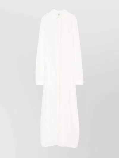 Totême Long Sleeve Maxi Dress With Buttoned Cuffs In White