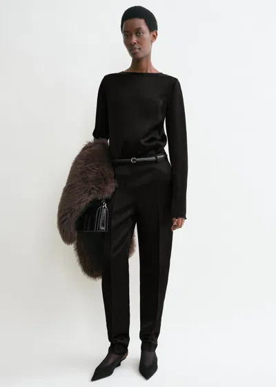 Totême Long-sleeve Satin Top Black