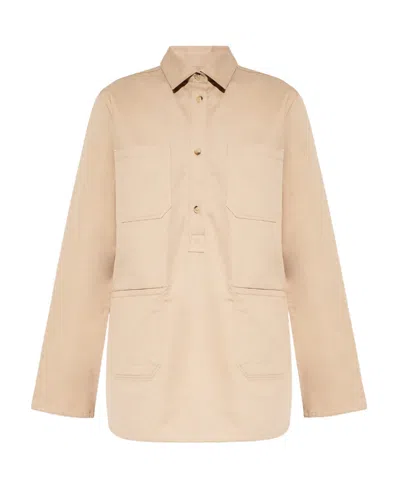 Totême Long-sleeve Twill Shirt In Nude