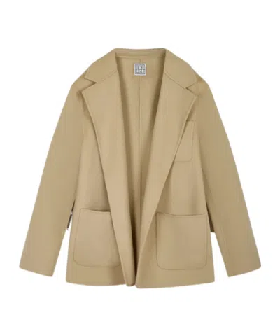 Totême Long Sleeve Wool Casual Jacket In Nude