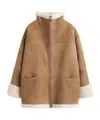 Totême Biscuits Shearling Lamb Leather Jacket With Wide Collar In Brown