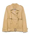 Totême Tan Short Trench Leather Jacket In Nude