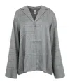 Totême Grey Shirt With Classic Lapels And All-over Monogram Print In Modal Woman In Gray
