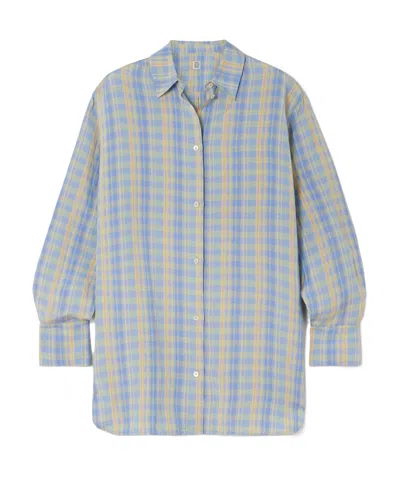Totême Long-sleeved Plaid Shirt In Gray