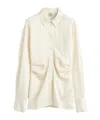 Totême Toteme Slouch Waist Satin Button-up Shirt In White