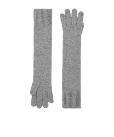 Totême Long Wool Cashmere Gloves In Gray