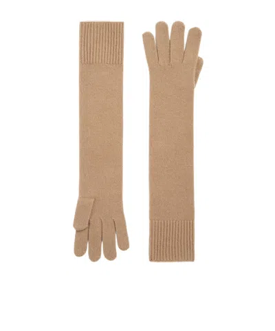 Totême Long Wool Cashmere Gloves In Nude