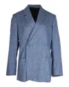 Totême Loreo Oversized Double-breasted Mélange Blazer In Blue Cotton In Blue