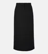 Totême Black Midi Straight Low-waisted Skirt In Recycled Polyester And Wool In Black