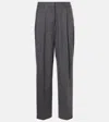 Totême Pleated Wool Blend Straight Pants In Grey