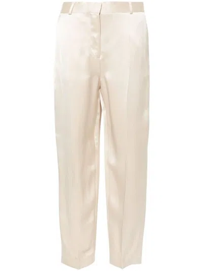 Totême Low-waist Satin Trousers In Ecru