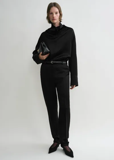 Totême Low-waist Satin Trousers Black