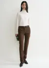 Totême Low-waist Slim Trousers Bark In Bark