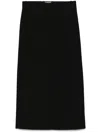 Totême Black Midi Straight Low-waisted Skirt In Recycled Polyester And Wool In Black
