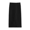 Totême Black Midi Straight Low-waisted Skirt In Recycled Polyester And Wool In Black 001
