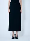 Totême Black Midi Straight Low-waisted Skirt In Recycled Polyester And Wool In Black