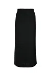 Totême Black Midi Straight Low-waisted Skirt In Recycled Polyester And Wool In Black