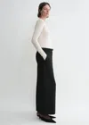 Totême Black Midi Straight Low-waisted Skirt In Recycled Polyester And Wool In Black