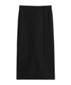 Totême Black Midi Straight Low-waisted Skirt In Recycled Polyester And Wool In Black