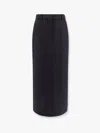 Totême Black Midi Straight Low-waisted Skirt In Recycled Polyester And Wool