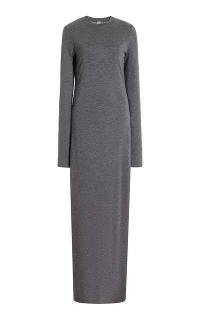 Totême Lyocell Jersey Maxi Dress In Grey
