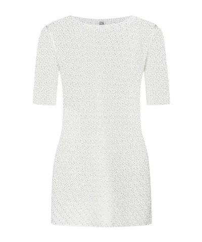 Totême Macramé Short-sleeved Top In White