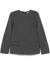 Totême Womens Grey Melange Round-neck Shoulder-pad Woven Top In Grau
