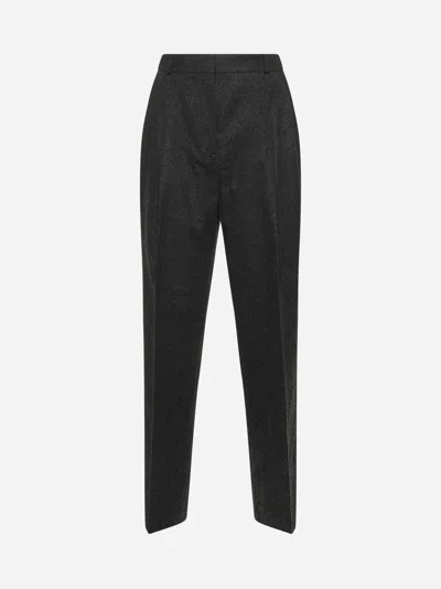 TOTÊME MELANGE GREY WOOL BLEND TAILORED TROUSERS