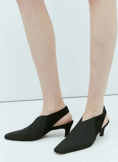 Totême Mid Heel Elastic Slingback Pumps In Black