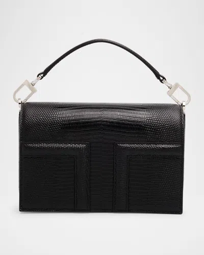 Totême Mini Flap Lizard-embossed Leather Shoulder Bag In Black