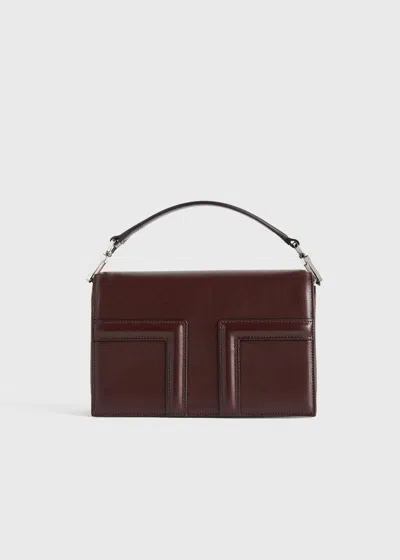 Totême Mini T-flap Leather Bag Bordeaux