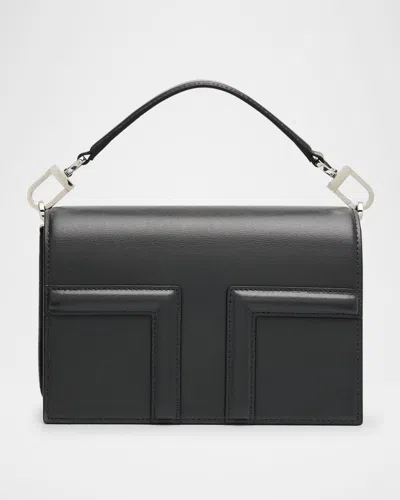 Totême Mini T-flap Leather Clutch Bag In Shark
